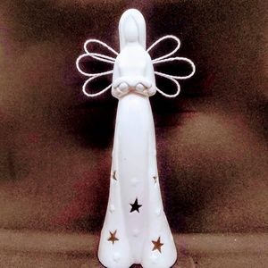 9.5 in. Porcelain Tea Light Angel Candleholder NEW